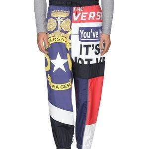 Versace Newspaper Print Windbreaker Pants